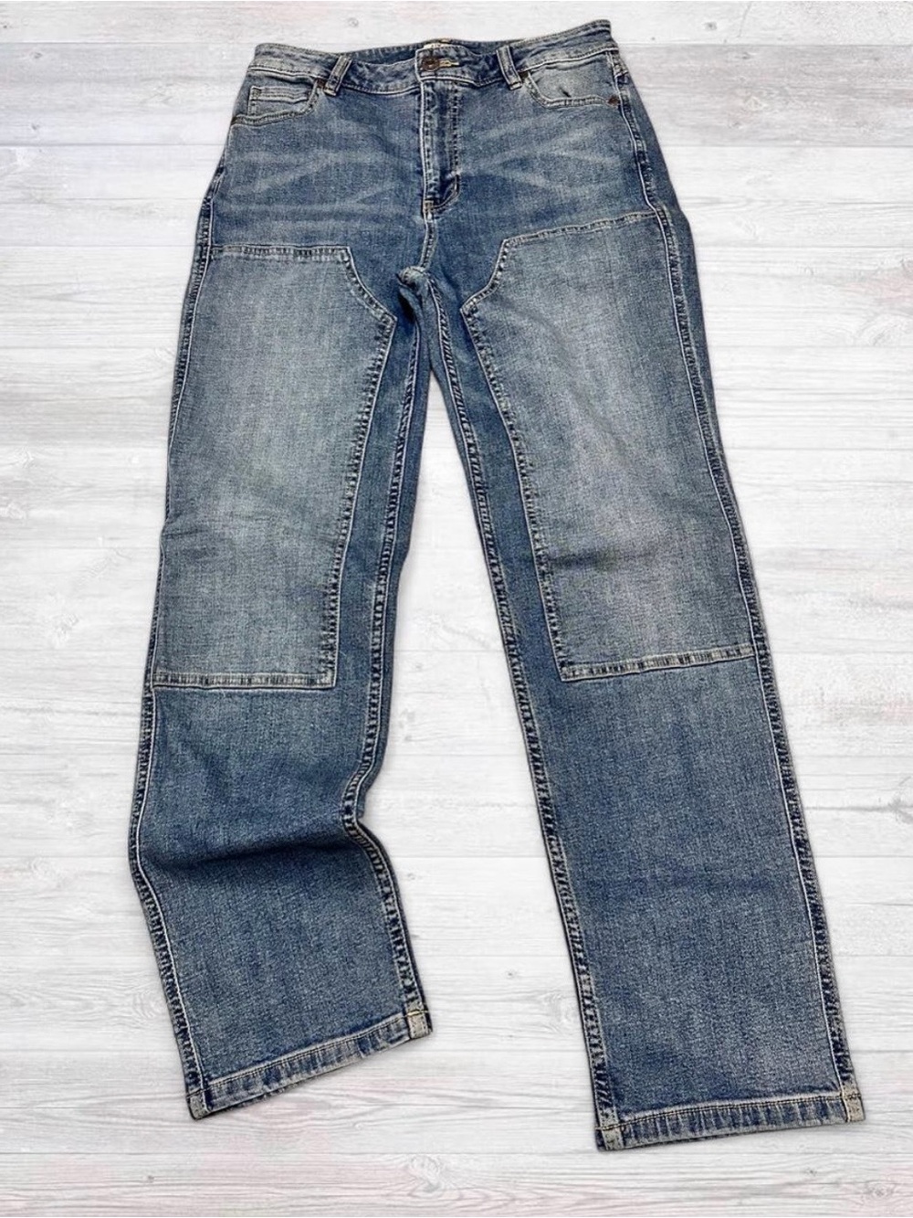 Women’s Patchwork Straight-Leg Jeans - Blue